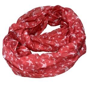 Bird Print Infinity Scarf in Coral Lightweight Polyester